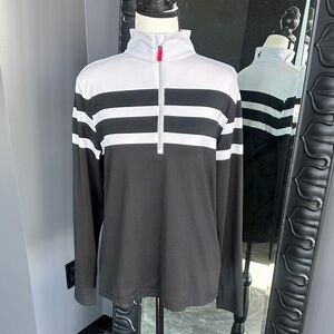 Ralph Lauren polo Golf Black & White Striped Half-Zip Pullover size M